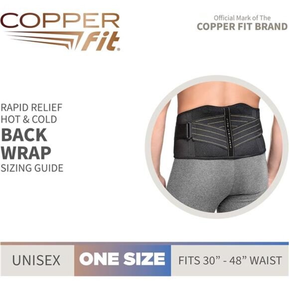 Copper Fit Adjustable Rapid Relief Back Brace with Hot/Cold Therapy, Lower Back - Picture 3 of 7